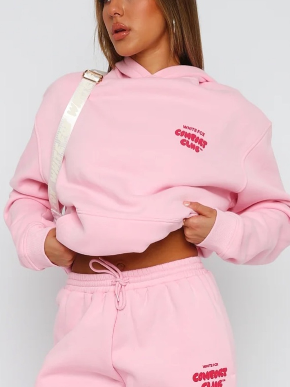 WHITE FOX - “Comfort club” hoodie in bon bon size med/large